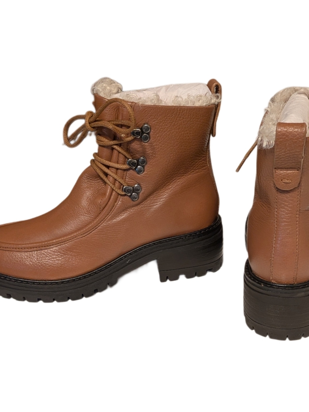 Gentle Souls Kenneth Cole Bristol Wallaby Boots Womens 7.5M Luggage Leather Lug - Picture 8 of 9